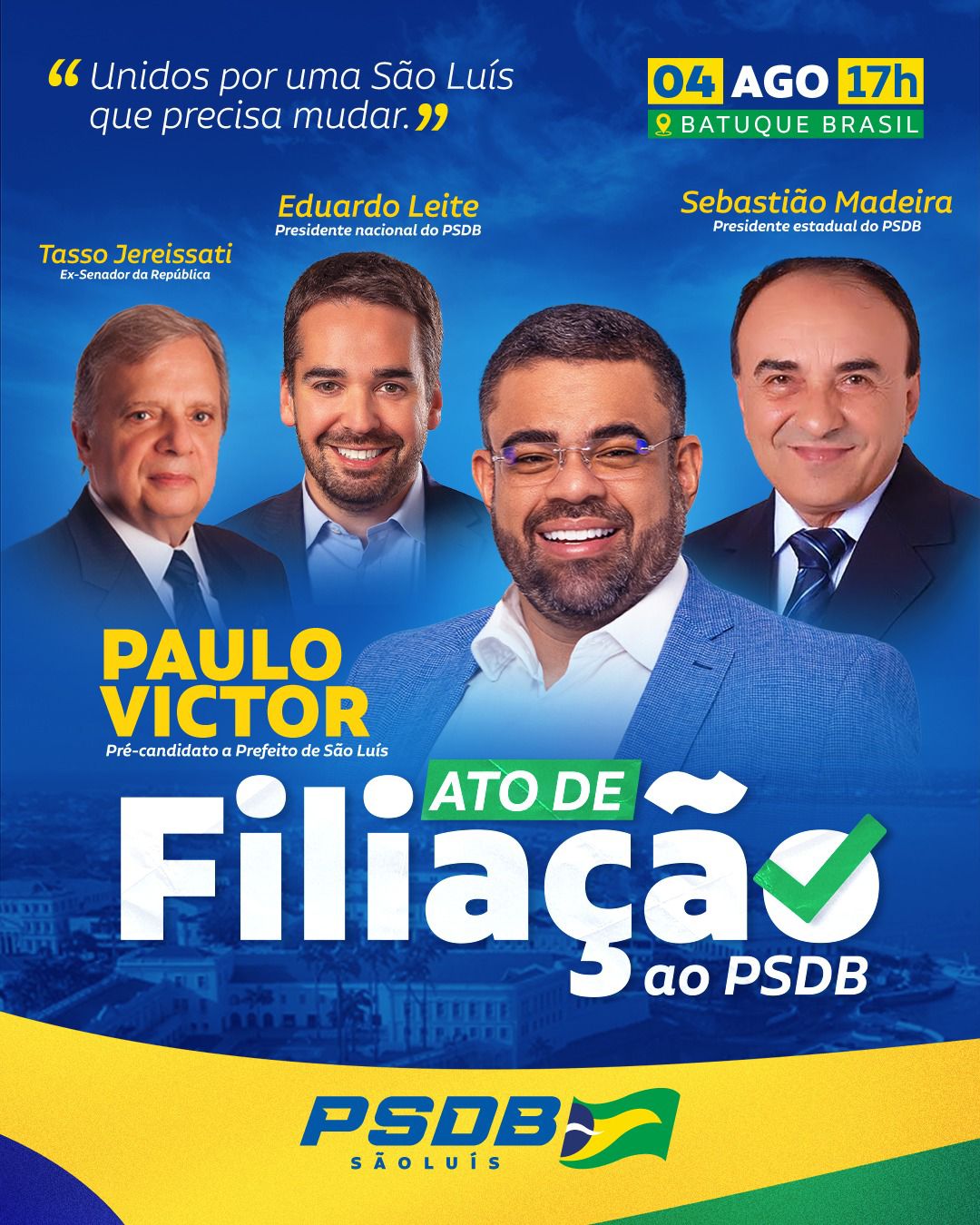 PSDB vai realizar maior evento da legenda com a filiação de Paulo Victor nesta sexta-feira (4) PSDB vai realizar maior evento da legenda com a filiação de Paulo Victor nesta sexta-feira (4)
