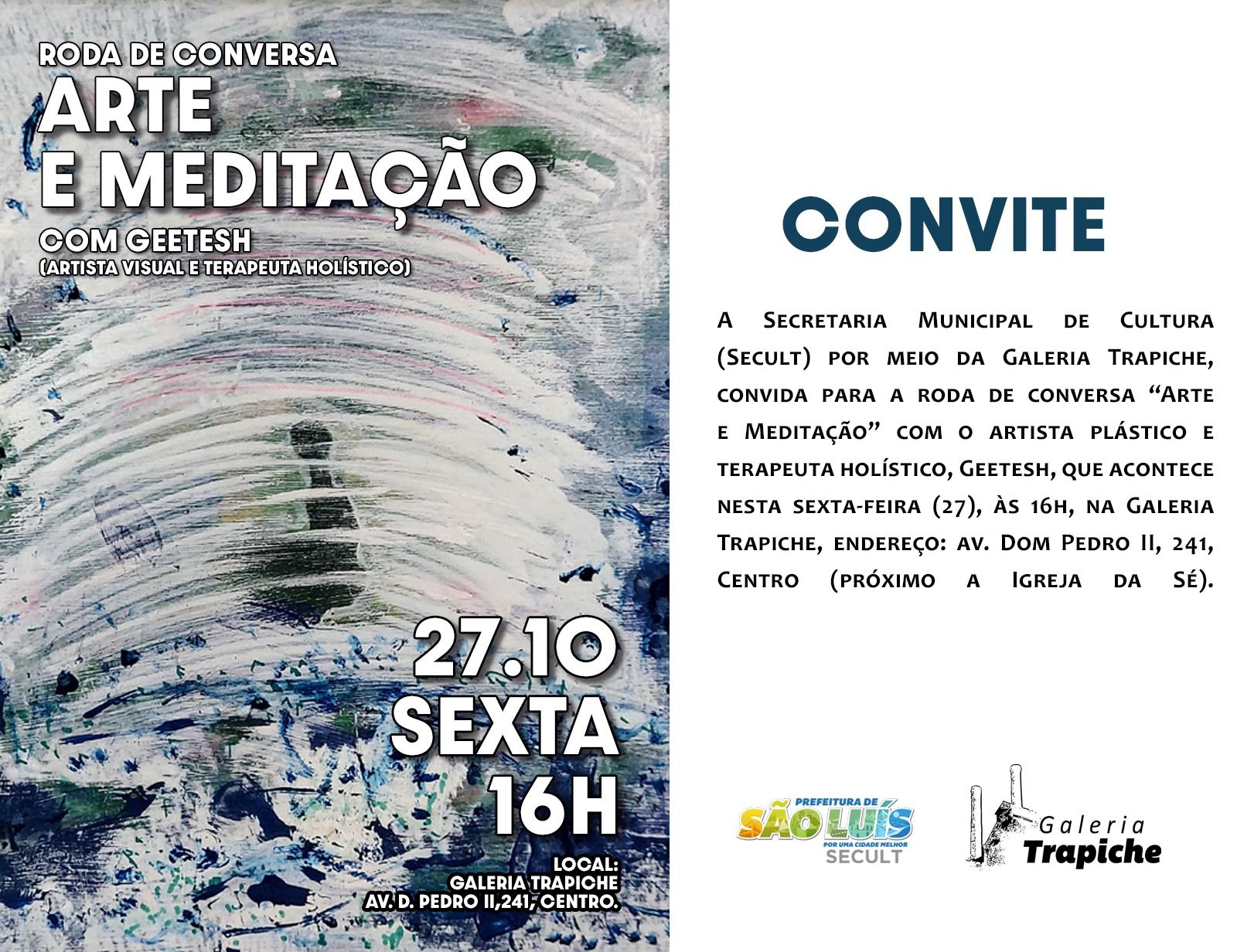 Galeria Trapiche promove nesta sexta-feira (27) uma roda de conversa sobre Arte e Meditação. Galeria Trapiche promove nesta sexta-feira (27) uma roda de conversa sobre Arte e Meditação.