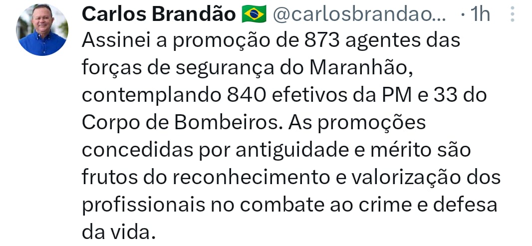 Carlos Brandão anuncia promoções para Policiais Militares e homens do CB