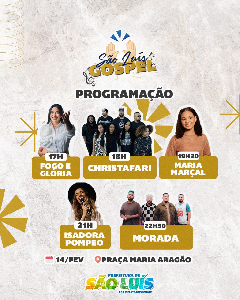 Prefeitura promove São Luís Gospel nesta quarta-feira (14) na Praça Maria Aragão