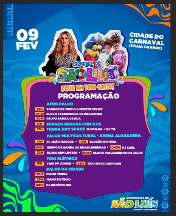 Prefeitura de São Luís dá início à programação oficial de folia na Cidade do Carnaval com show de Manu Bahtidão Prefeitura de São Luís dá início à programação oficial de folia na Cidade do Carnaval com show de Manu Bahtidão