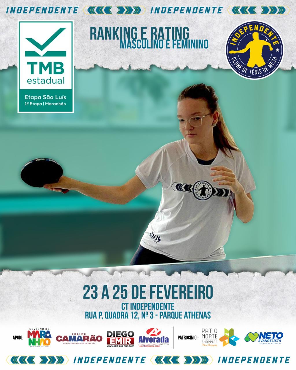 1ª etapa estadual do Tênis de Mesa Brasil reúne quase 100 atletas neste fim de semana em São Luís