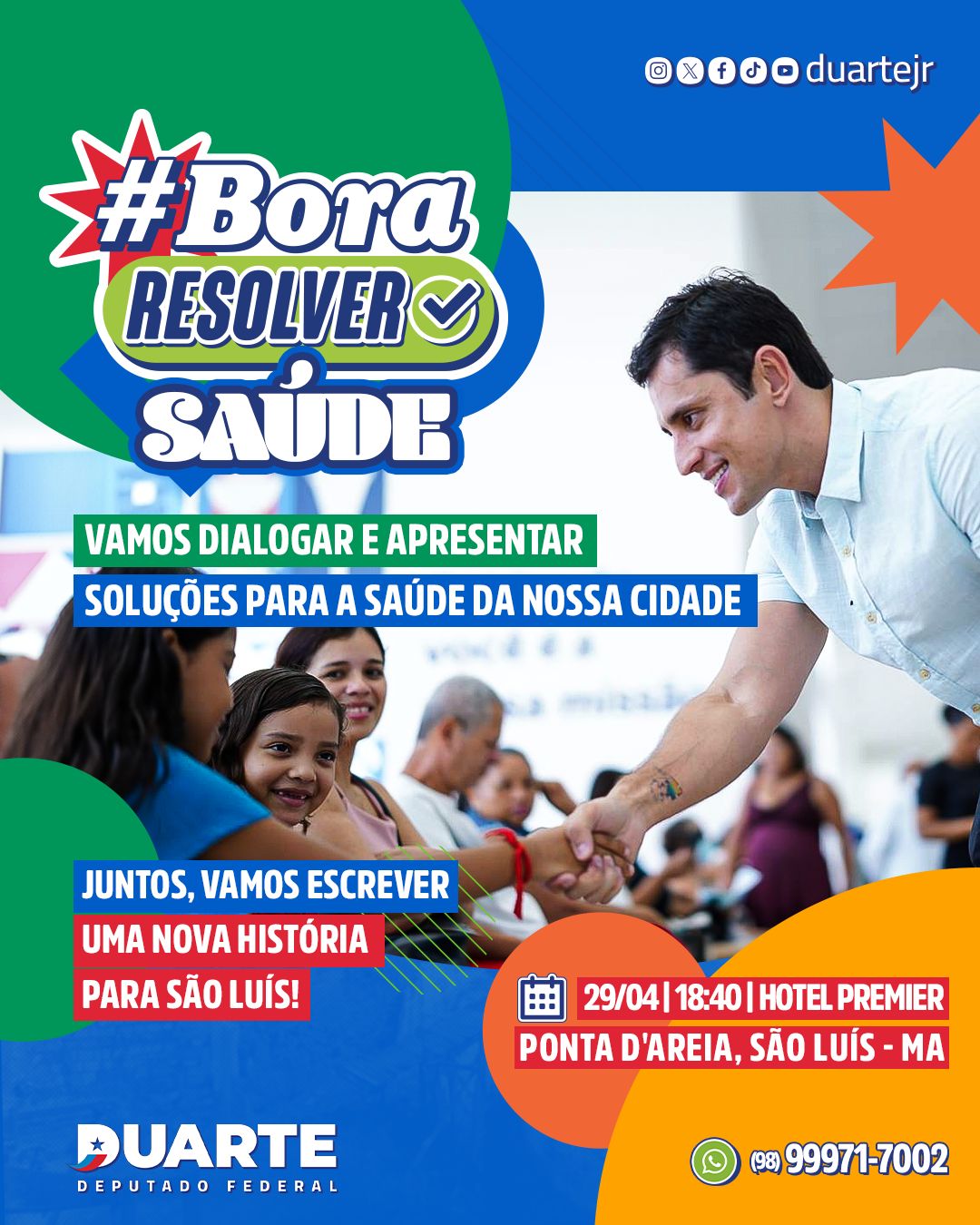 Duarte Jr. lança diálogo para ouvir população e construir propostas para a saúde Duarte Jr. lança diálogo para ouvir população e construir propostas para a saúde