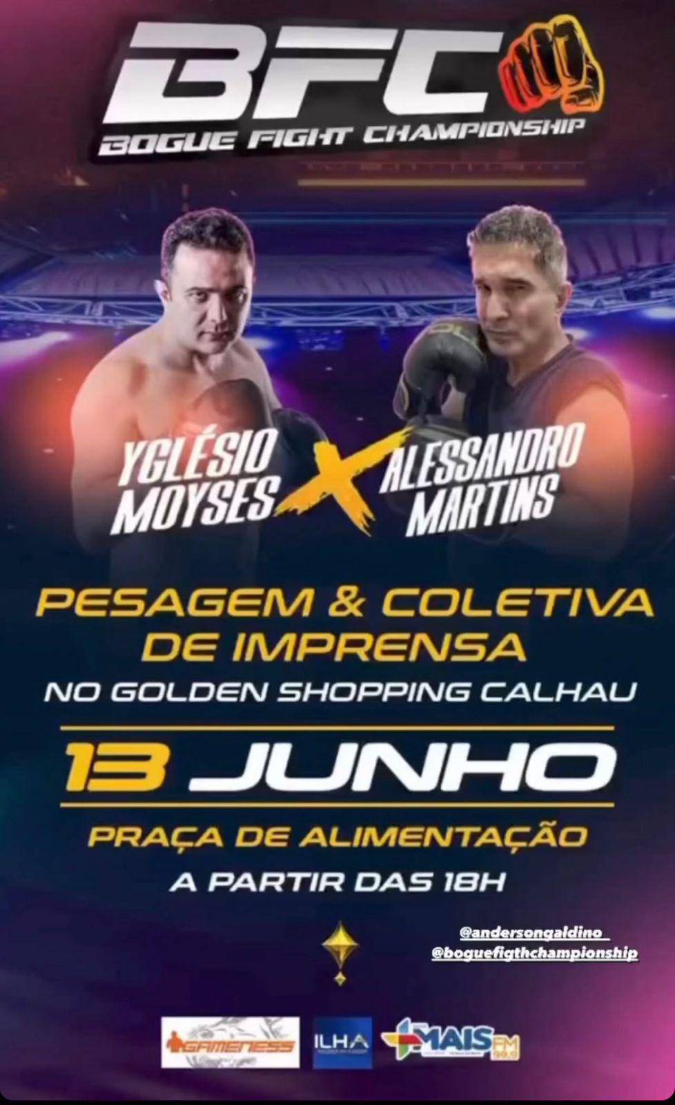 Pesagem e encaradas do BFC bogue fight championship acontecem no Golden Shopping Calhau dia 13 de Junho