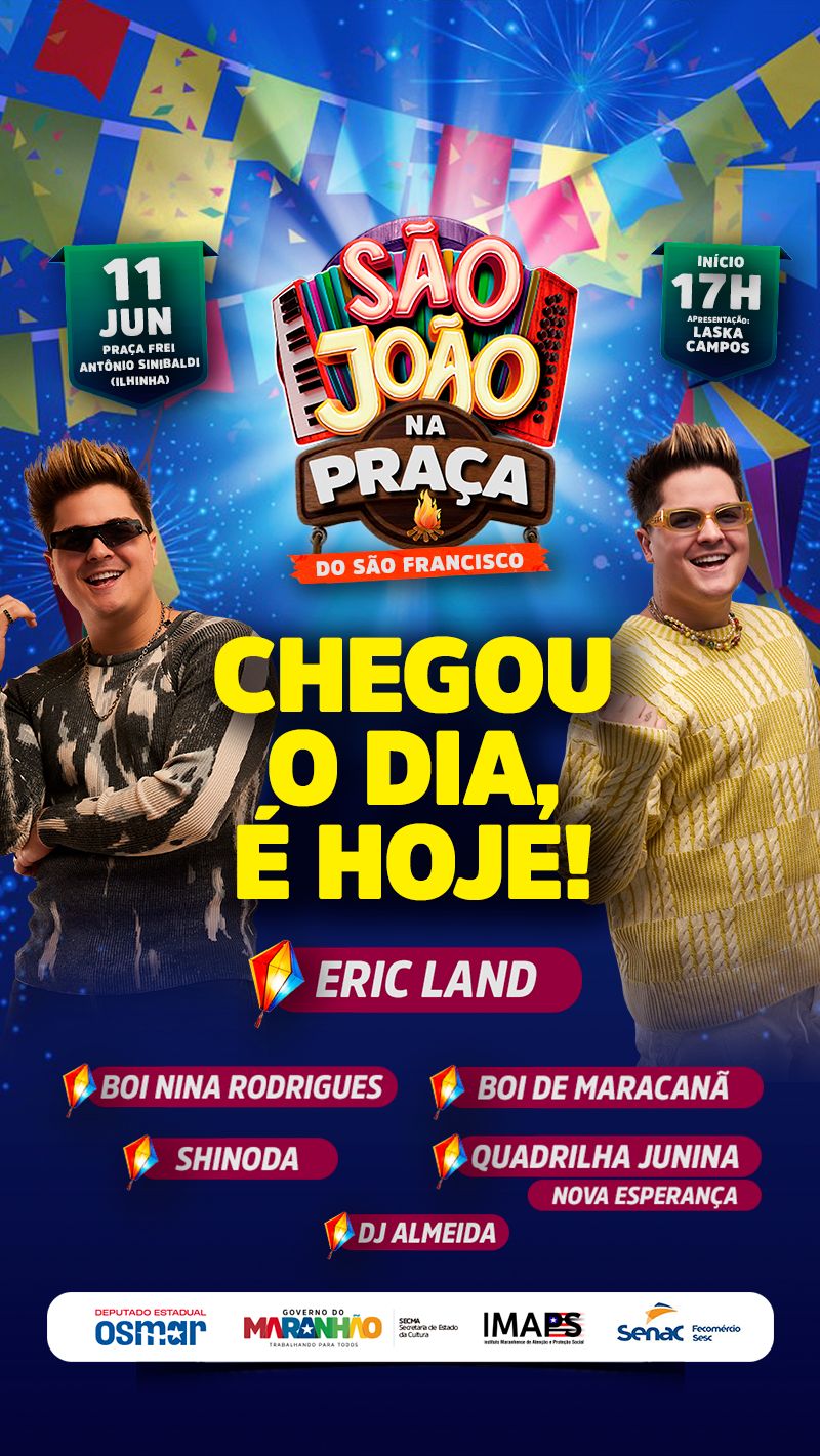 Eric Land se apresenta no ‘São João na Praça’ nesta terça-feira