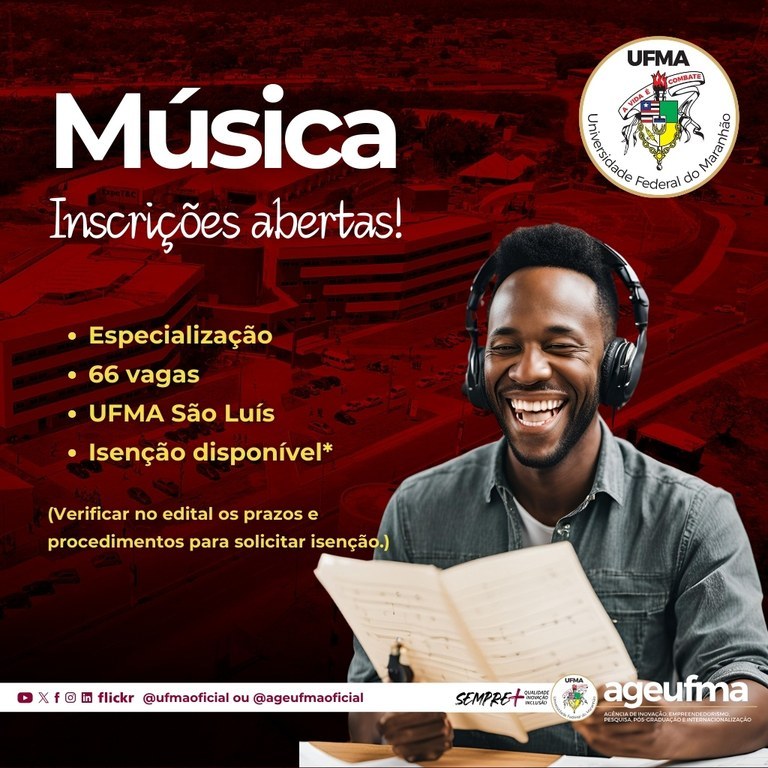 UFMA inicia processo seletivo para primeiro curso em especialização em música do Estado do Maranhão UFMA inicia processo seletivo para primeiro curso em especialização em música do Estado do Maranhão