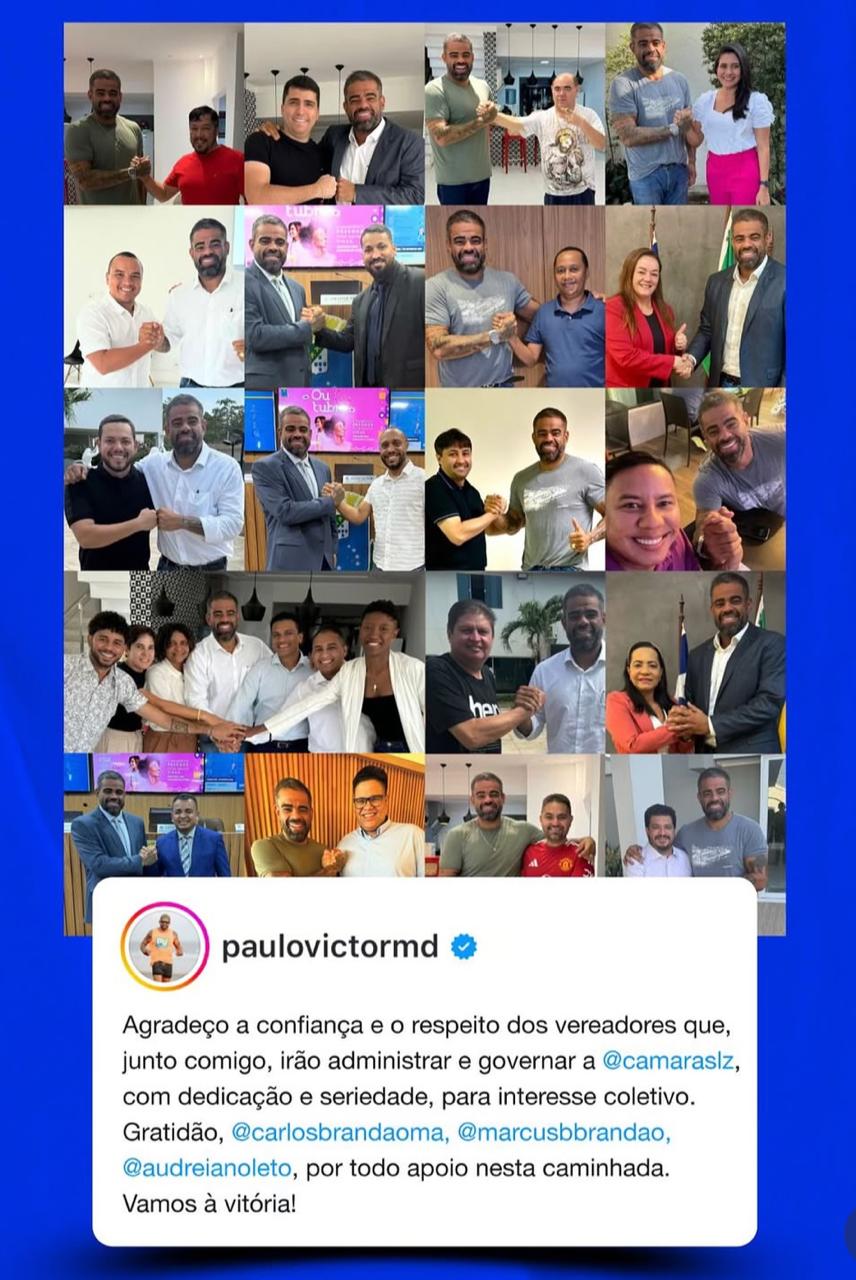 Paulo Victor forma maioria para ser eleito novamente presidente da Câmara de São Luís Paulo Victor forma maioria para ser eleito novamente presidente da Câmara de São Luís